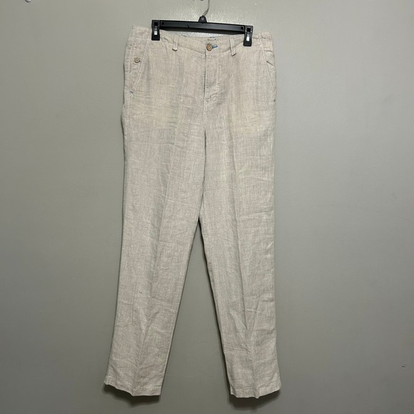Tommy Bahama Other - Tommy Bahama Mens Linen Pants 33X34 Beige Straight Leg Flat Front Coastal Luxury